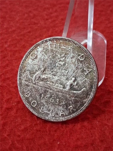 Canada 1963 CIRC Silver VOYAGEUR DOLLAR Queen Elizabeth II "BUTT UGLY"  #MF-0687