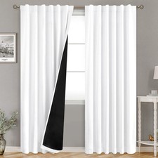 Pure White 100 Blackout Curtains for Bedroom, Black Out Living Room 84 inch ...