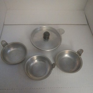 Vintage Aluminum Egg Poacher Insert 3 CUPS  w/ Lid MID CENTURY MODERN Cookware