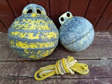 2 No. Vintage Metal Lobster Pot Floats/Buoys - Used, Marked, Scratched