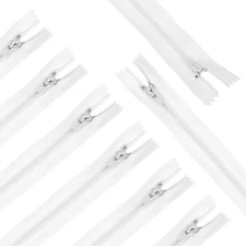 20Pcs 6.1" Nylon Coil Zippers, #3 Closed End Jacket Zippers, White