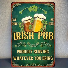 Retro Irish Bar Logo St. Patrick'S Day Tin Metal Signs Home D cor 8x12