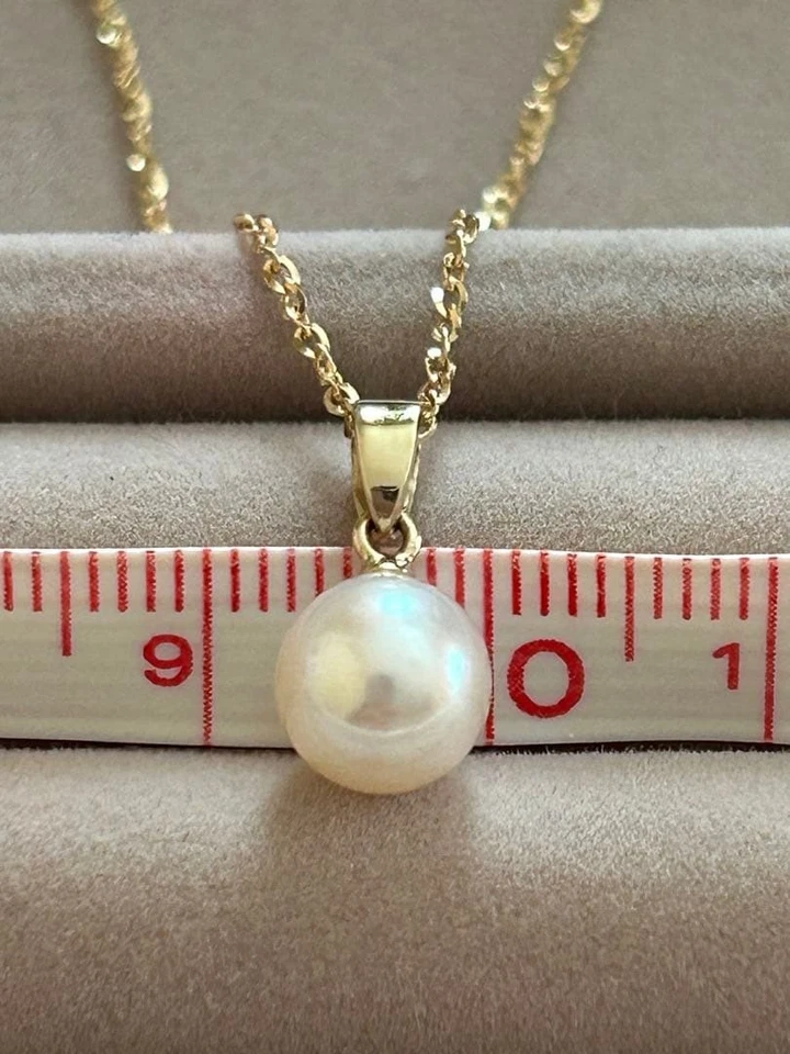 Auténtico Collar MIKIMOTO Colgante Perla Akoya 7.5mm Oro Amarillo 14K Japón Foto 4 de 4