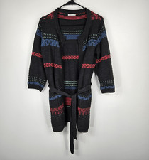 Lavand Dark Gray Red Blue Belted Cardigan Women's Size Medium