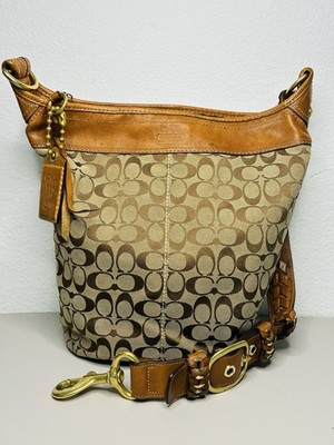 USED COACH Bleecker Signature Leather & Canvas Duffle shoulder