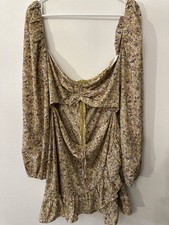 Pretty Little Things Yellow Floral Women’s Cut Out Off Shoulder Dress Size US 16