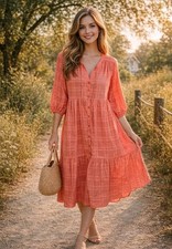 Young Fabulous & Broke Maxi Dress S Cottagecore Cotton Tiered Boho Lightweight