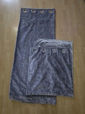 46 X 54 Drop Crushed Velvet Grey Curtains Fully Lined Black Out Ring Top Eyelet