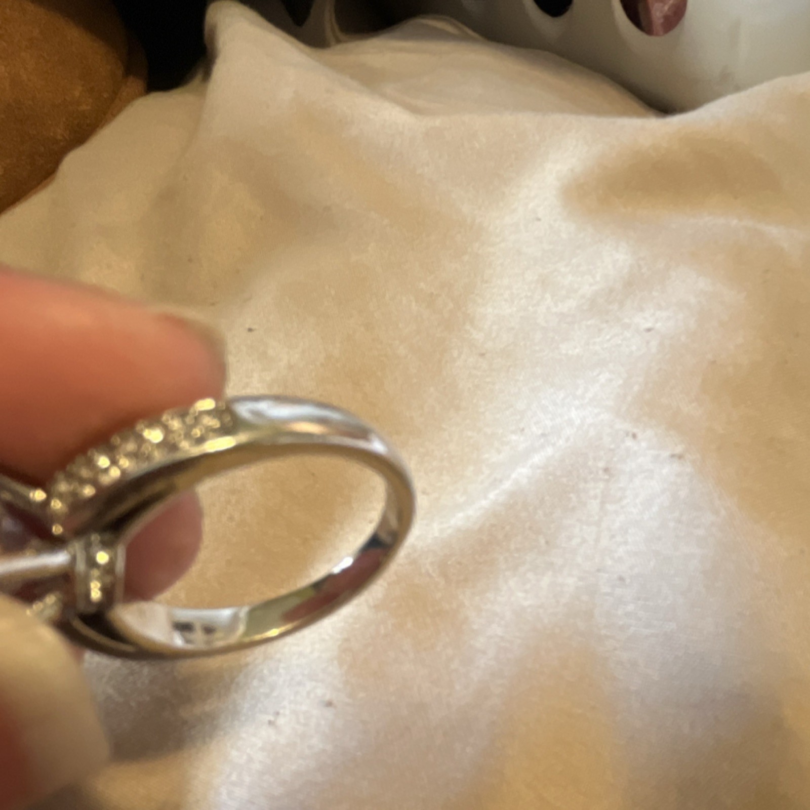 Silver Solitaire Engagement Ring with Round Clear… - image 3