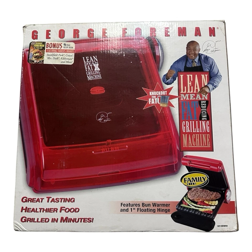 George Foreman Grill Family Sized GR19BWR Large Cooking Surface New In Box Red - Image 2 of 4