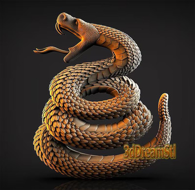 snake STL Model, CNC Router Engraver, Artcam, Aspire, Wood, Wall Art
