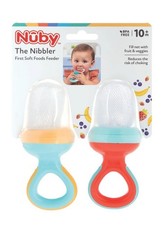 Nuby Nibbler Mesh First Soft Foods Feeder, 2pk, Coral  Aqua