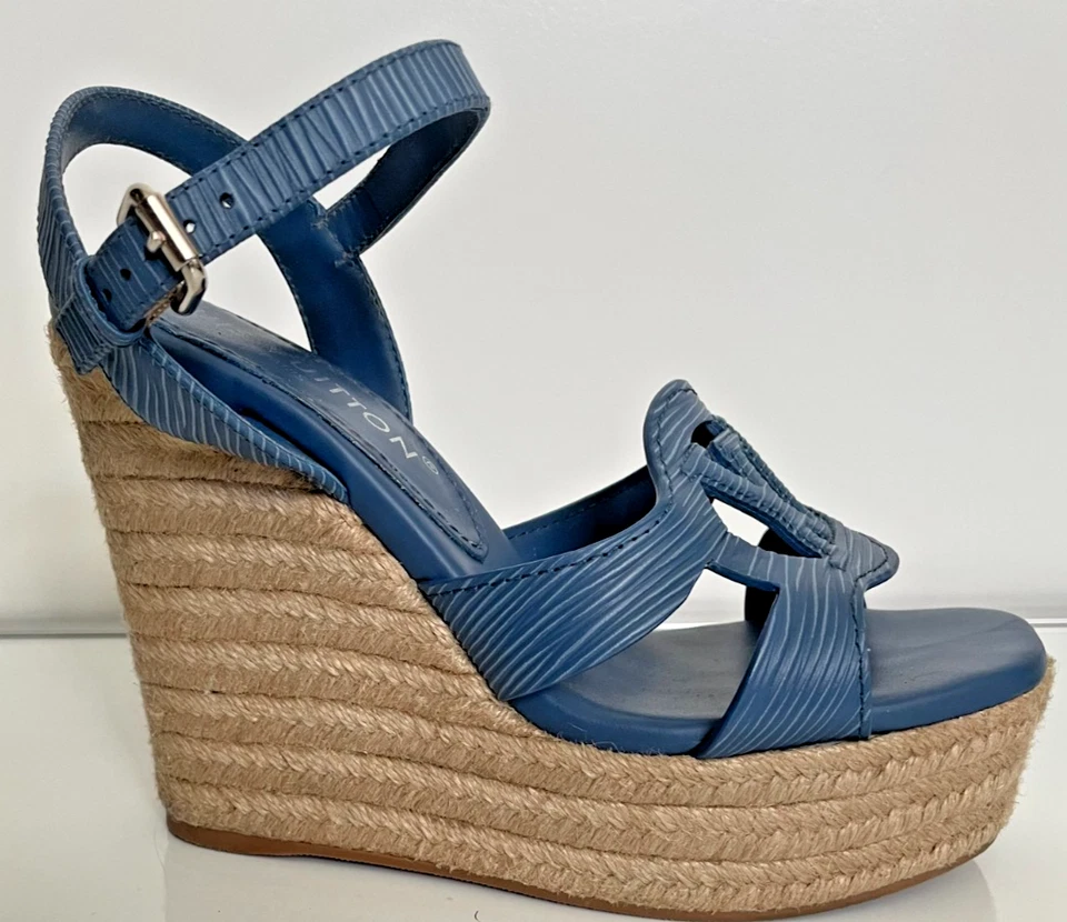 LV Isola Alpargatas de Cuña Louis Vuitton Talla 36 Sandalias de Cuero Azul Talla 6-Us Foto 4 de 4