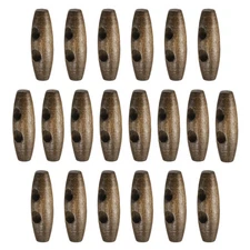 20pcs Wooden Toggle Buttons 35mm 2-Hole Wood Olive Sewing Button, Coffee Brown