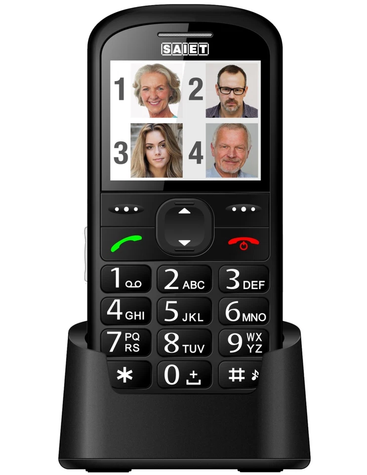 Telefono Cellulare SAIET MAGNUM DUE 2,2" Tasti GRANDI SOS Base Ricarica NERO - Immagine 2 di 4