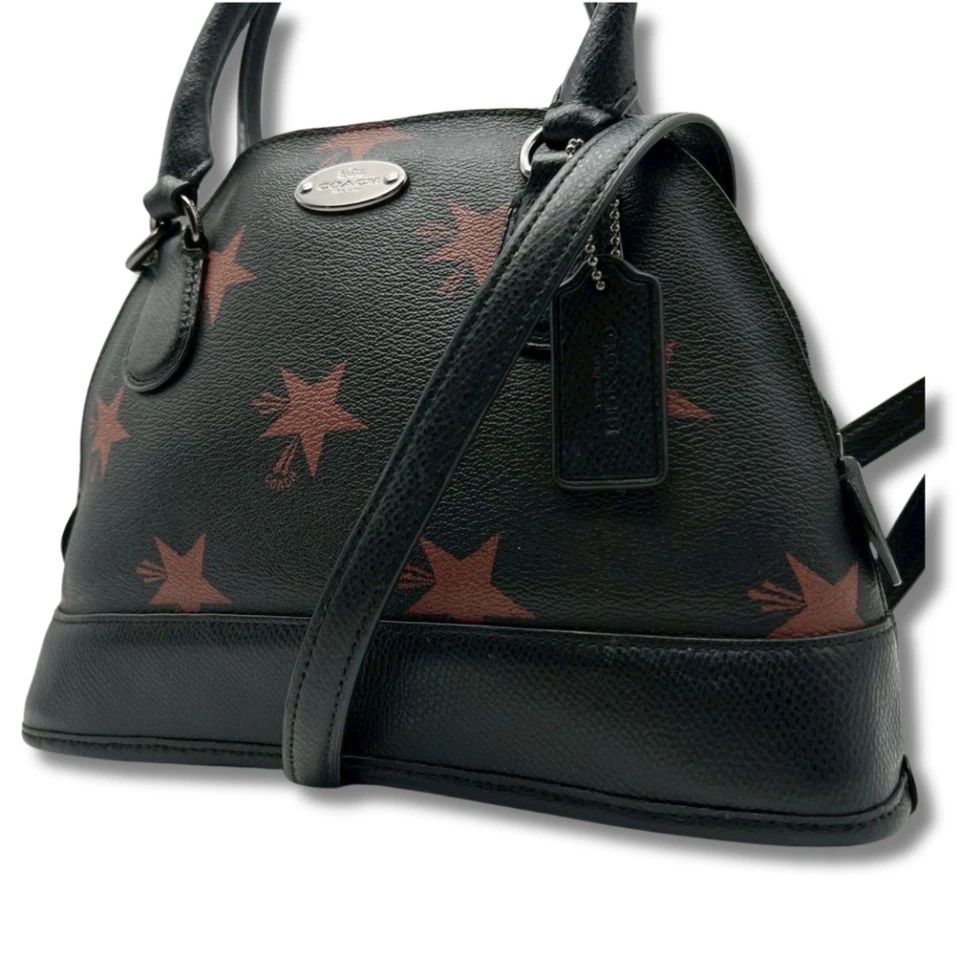 Bolso de hombro Coach Dome de 2 vías de cuero PVC negro estampado de estrellas NNAv37 Foto 2 de 4