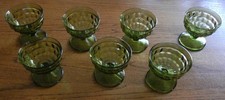 Set of 7 Indiana Glass Whitehall Green Avocado Sherbert Glasses by Colony