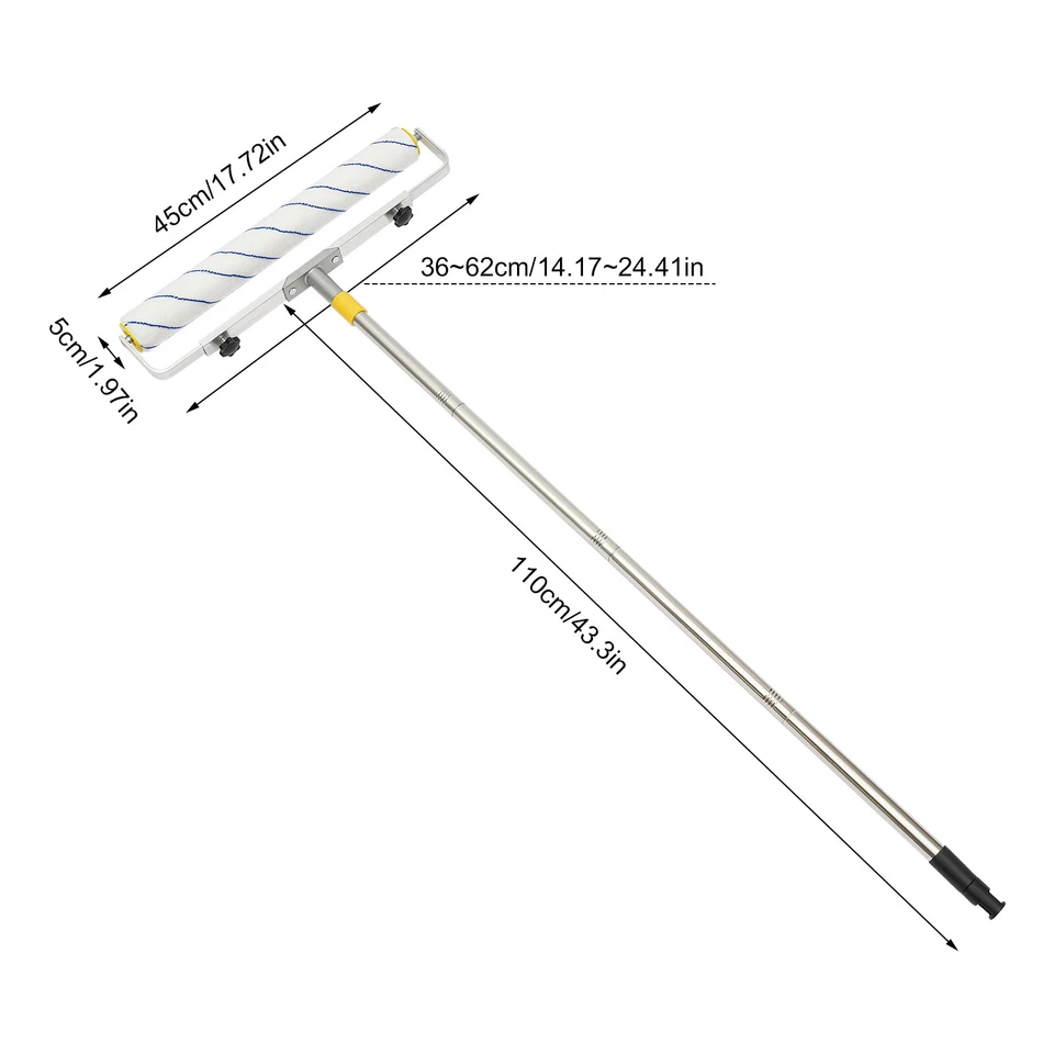 Large Paint Roller Adjustable Roller Frame Extension Poles 3 Roller Brushes Kit - Image 3 of 4