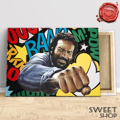 QUADRO BUD SPENCER CULT ICONA ATTORE Stampa su tela Canvas POP ART QUALITA' ARTE