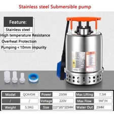 Submersible Pump 304 Stainless Steel Deep-well Pump Basement Sewage Pump220V