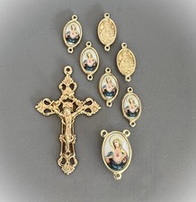 Italy 8pc GOLD Immaculate HEART Rosary Center Crucifix & Our Father Pater Beads
