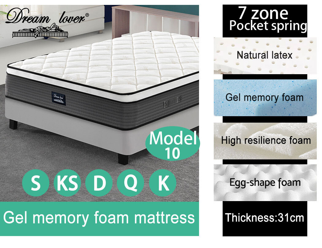Dream Lover Mattress Queen Double King Single Bed Memory Foam Pocket
