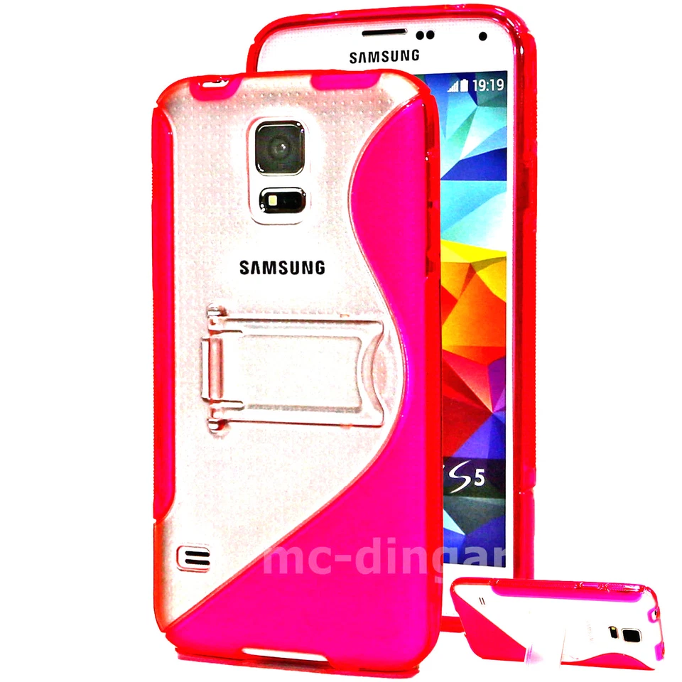 Pink Ultra Thin Slim Premium TPU Cover with Stand Case For Samsung Galaxy S5 - Image 3 of 3