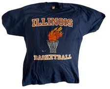 Vtg 1987 Screen Stars Best 50/50 Illinois Fighting Illini Basketball Sz XL Shirt