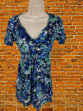 WOMENS FAT FACE UK 16 INDIGO PRINT SHORT SLEEVE CASUAL SUMMER T SHIRT MINI DRESS