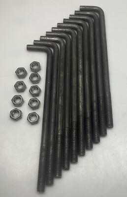 #ad 10 Pack Anchor Bolt Hook .75” Dia 16” Body 3 4” 10 Thread 45197 *ONLY 9 WASHERS $40.49