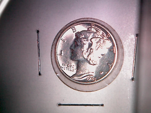 1943-D Silver Mercury Dime Uncirculated MS condition. Very sharp details. AX13