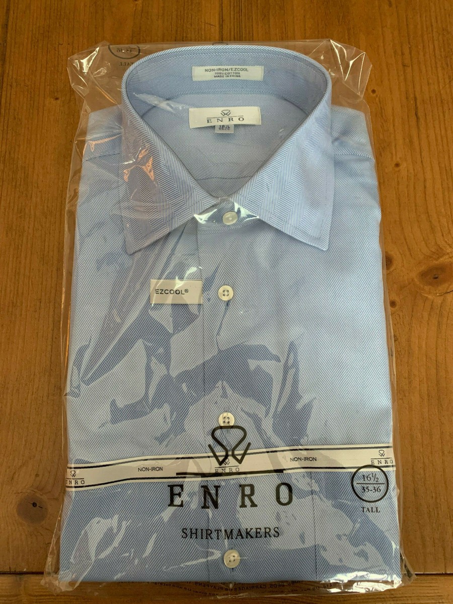 enro non iron dress shirt NWT Enro Non-Iron Sky Blue Dress Shirt 15 1/2 32-33 100% Cotton