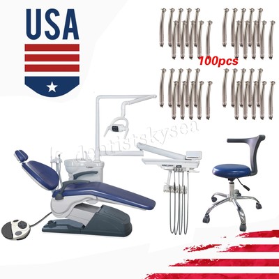 Dental Unit Chair Computer Controlled DC Motor Hard Leather Stool /LED Turbine