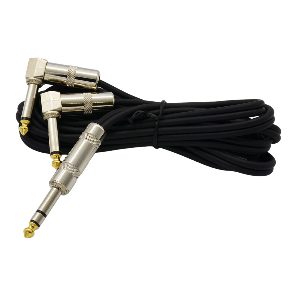 Y Splitter Cable Dual 6.35mm Mono TS Male Right Angle 1/4" TRS Stereo