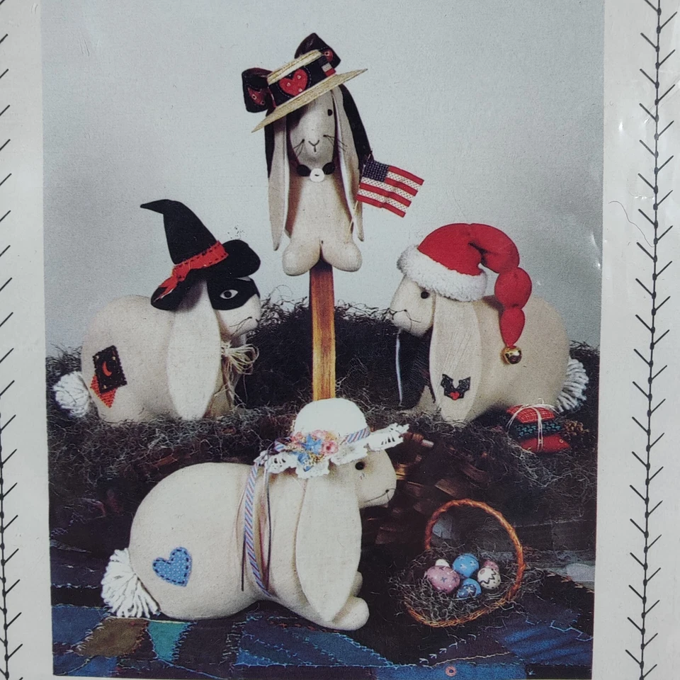 1989 Vtg A Hare For All Seasons Stuffed Holiday Rabbit Doll Sewing Pattern - Image 2 of 4