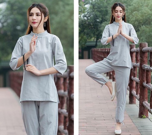 Mujeres Artes Marciales Chinas Kung Fu Traje Wushu Tai Chi Yoga Conjunto Uniforme Pantalón y torso - Imagen 5 de 16