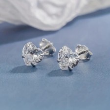 925 Sterling Silver Hypoallergenic Earring Heart Shape Stud