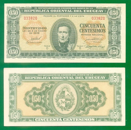 Uruguay 50 Centesimos  1939  P34  UNC