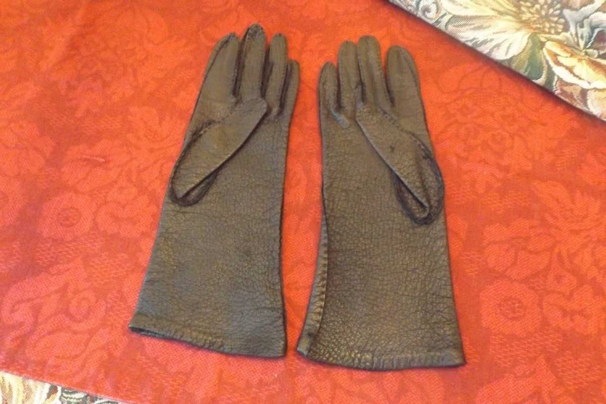 Gants De Conduite Vintage Van Raalte - Cuir Noir, Taille 6.5 Femme, Années 50-60