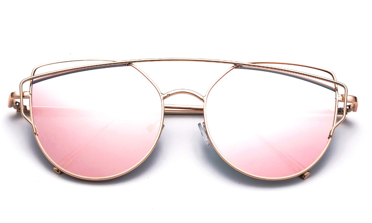 Women’s Oversized Pink Cat-Eye Sunglasses Rose Pink Oversized Cat Eye Sunglasses For Women - Flat  main image 2