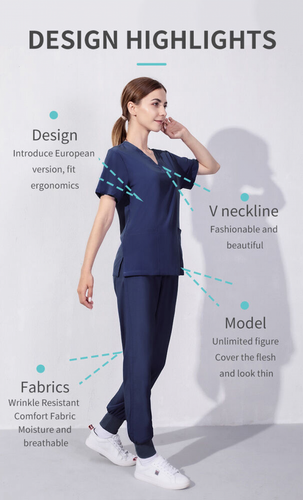 Men Women Nursing Medical Workwear Unisex Uniform Set Jogger Scrub V-Neck Top US - Picture 8 of 22