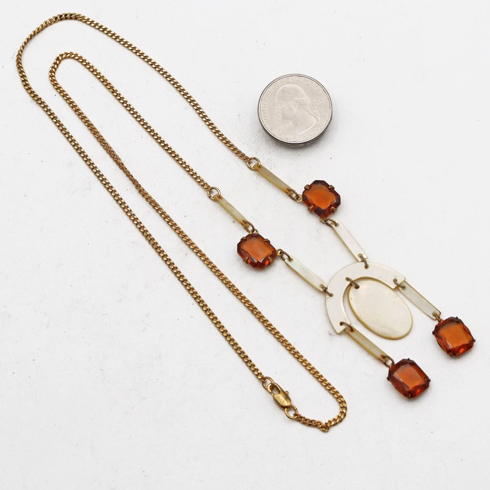 Collar vintage de diamantes de imitación de madreperla relleno de oro 13,8 gramos 25 pulgadas Foto 4 de 4