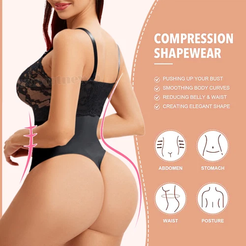 Seamless Bodysuit for Women Tummy Control Shapewear Sculpting Thong Body Shaper - Picture 7 of 62