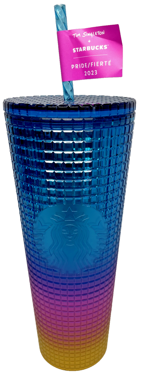 Starbucks 2023 24oz Rainbow Ombre Grid Tim Singleton Pride Tumbler