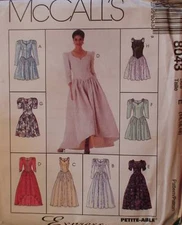 8043 Vintage McCalls SEWING Pattern Misses Evening Prom Formal Dress Gown UNCUT