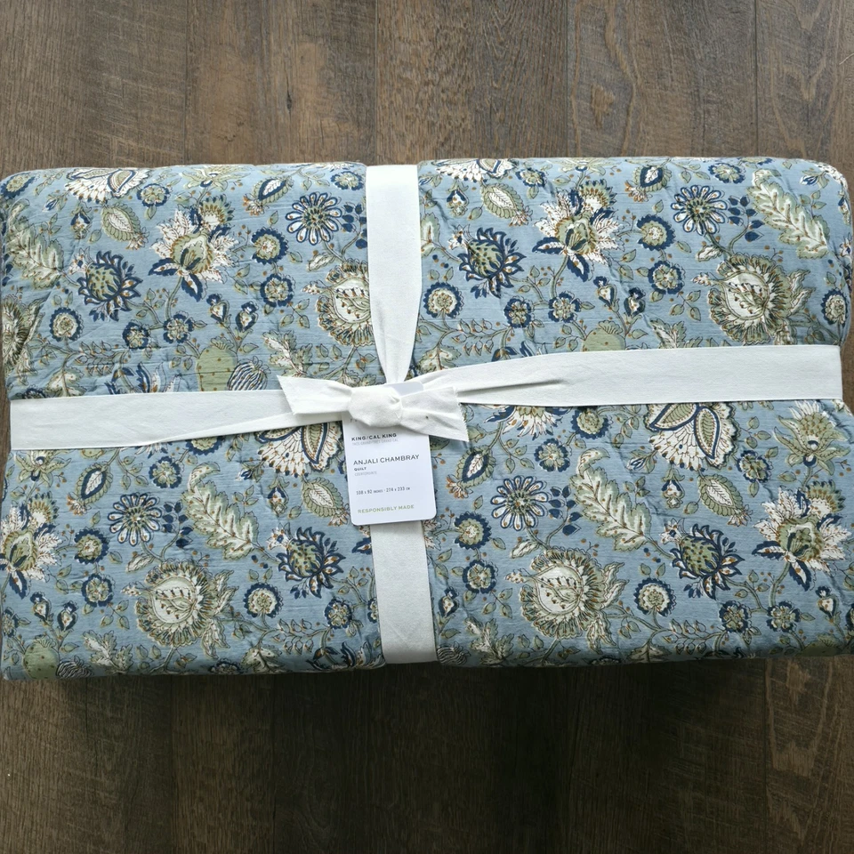 Nuevo edredón Pottery Barn Anjali Chambray King y 2 fundas de euro Foto 4 de 4