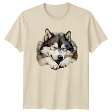 Sleeping Husky Dog Animal Graphic Tee Men Women Unisex T-Shirt
