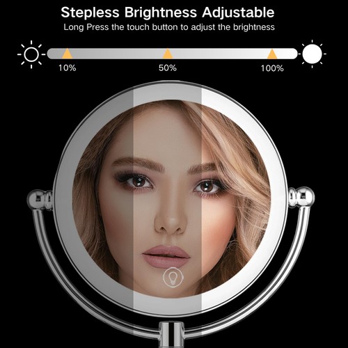 Specchio Trucco Illuminato da Parete con Ingrandimento, 8 Pollici 1X/10X Montaggio a Parete - Foto 4 di 6