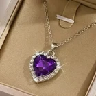 Heart Cut Simulated Purple Amethyst Halo Stunning Pendant 14k White Gold Plated