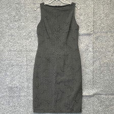 Harold's Dress Women's Size 8 Gray Wool Sleeveless Floral Pencil Embroidered EUC